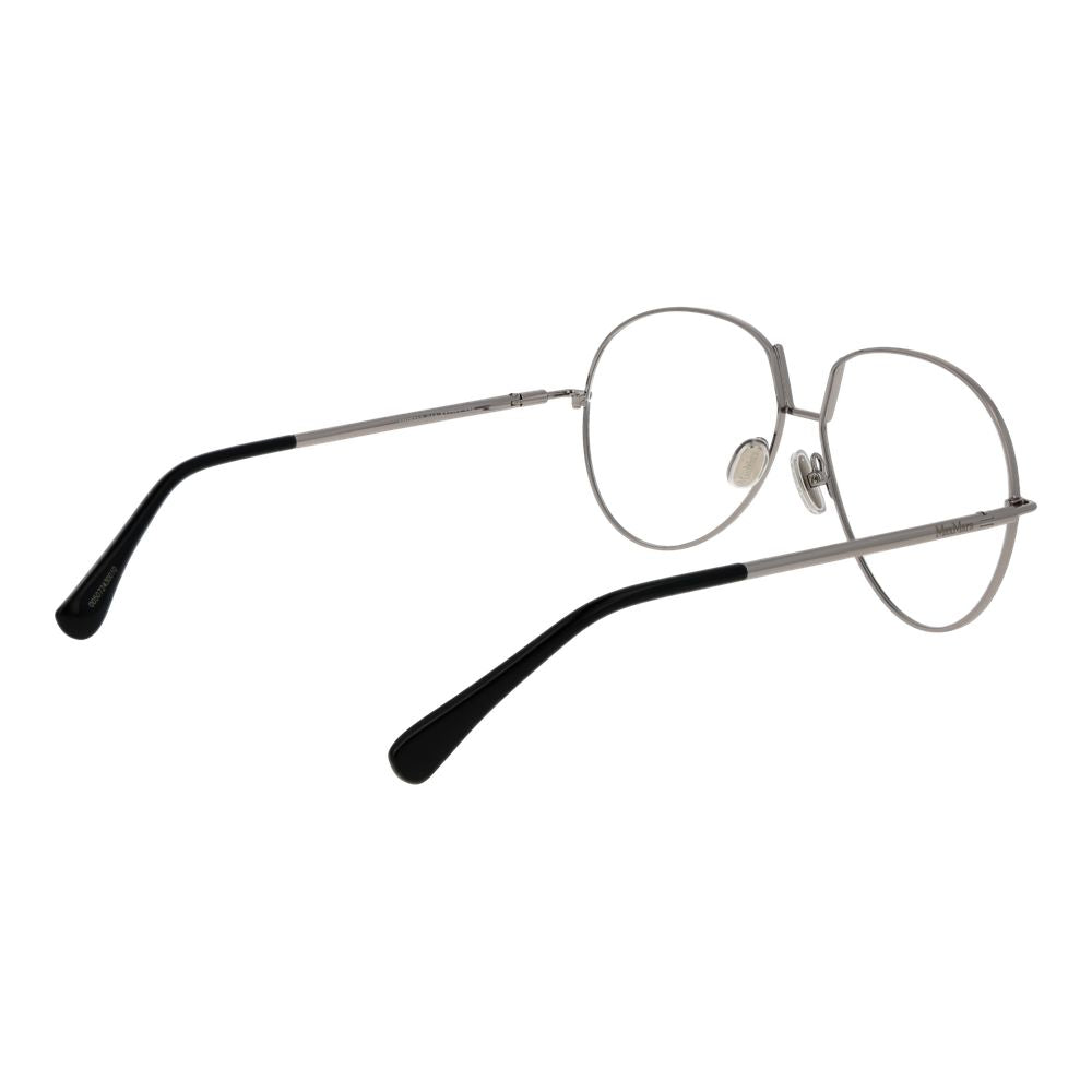 Max Mara Silver Women Glasses Frame in full-rim aviator style with metal frame and demo plastic lenses, showcasing sleek and modern design.