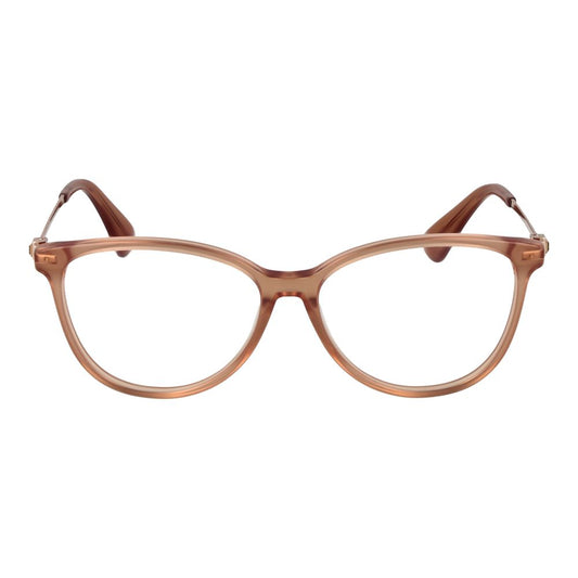 Max Mara Brown Women Glasses Frame, full-rim panto style, 140mm temples, acetate material, ideal for stylish women, with branded case.