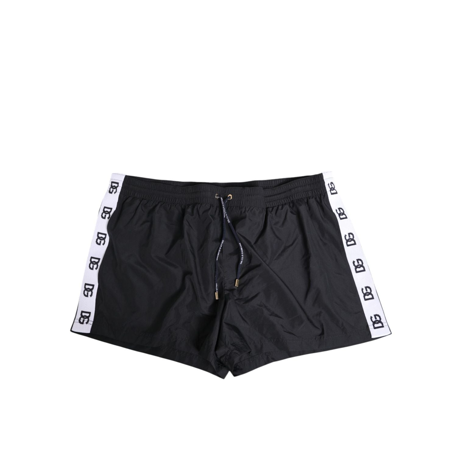 Dolce & Gabbana Black Nylon Side Logo Tape Shorts Swimwear