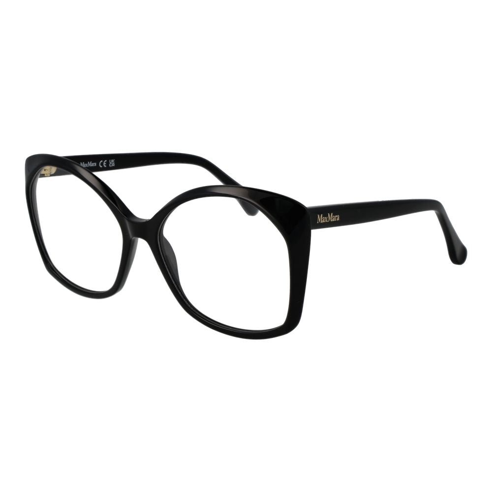Max Mara Black Women Glasses Frame, full-rim rectangle acetate, 57-16-140 size, with demo lenses, branded case included.