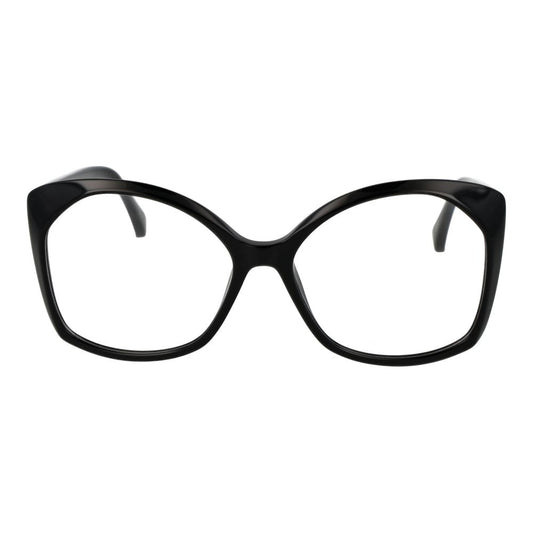 Max Mara Black Women Glasses Frame in acetate, full-rim rectangle style with demo lenses, size 57-16-140.