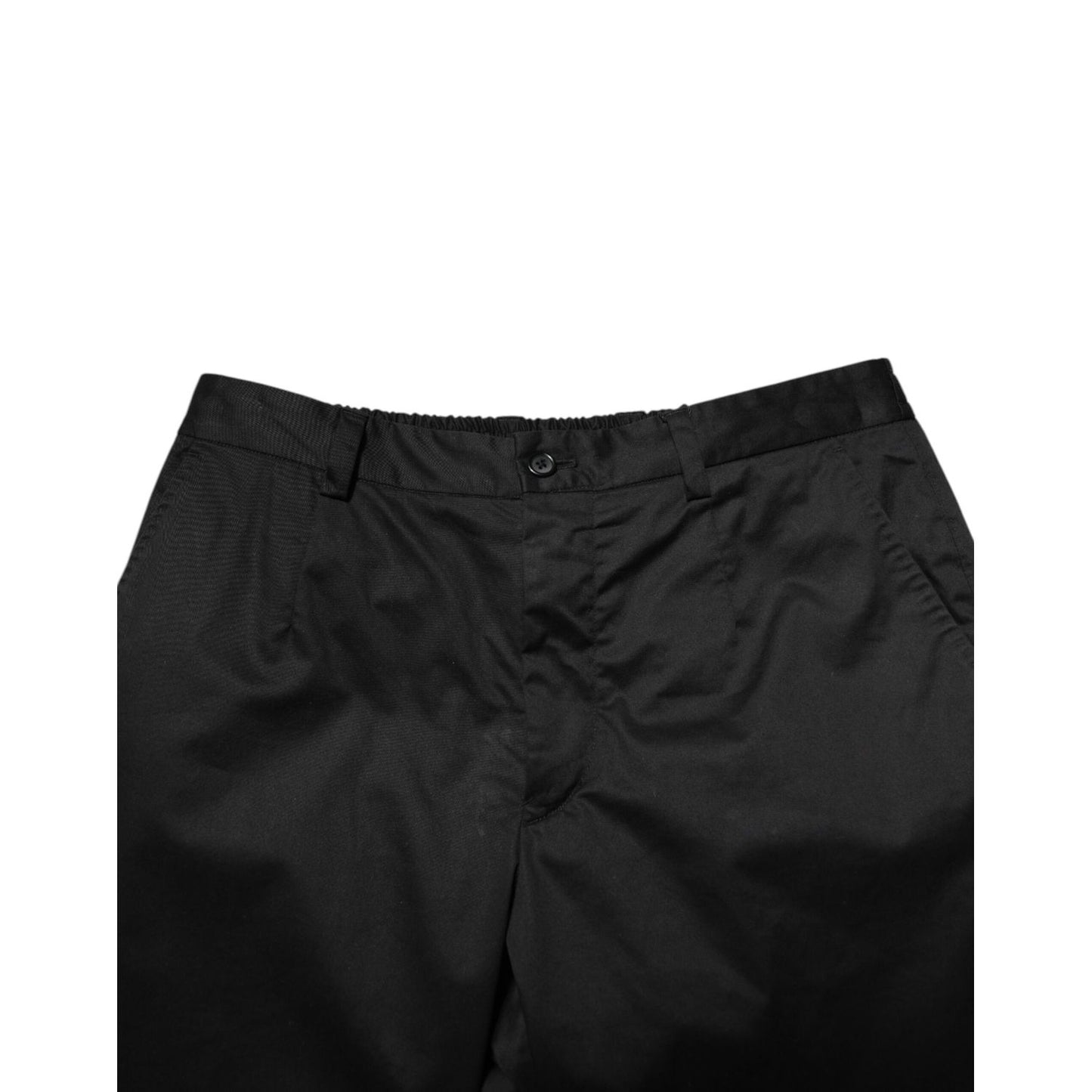 Dolce & Gabbana Black Cotton Tapered Men Formal Trousers Pants