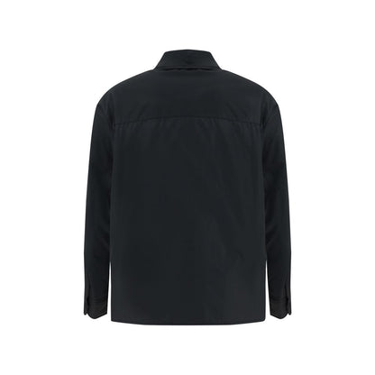 Ami Paris Black Polyester Coat rear view showcasing the water-repellent fabric and padded design.