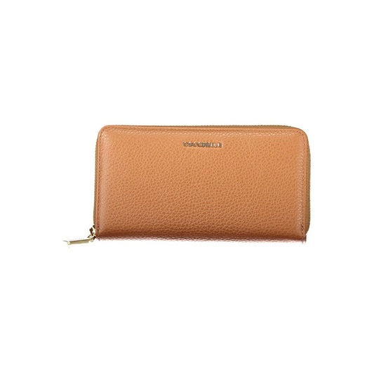 Coccinelle Brown Leather Women Wallet with metallic finish, elegant design, and multiple compartments for modern women's needs.