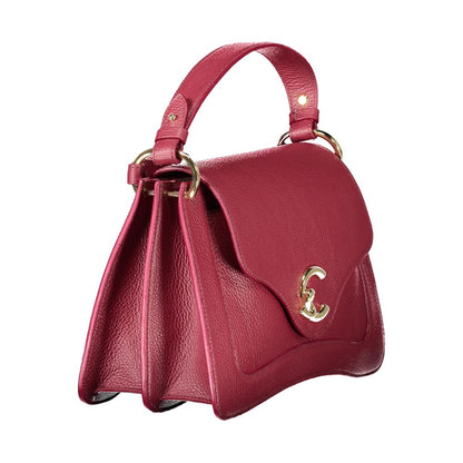 Coccinelle Purple Leather Women Handbag with gold accents, showing side view of luxurious design.