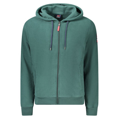 Norway 1963 Green Polyester Men Sweater with hood and zip, sleek design, ideal for smart-casual wear.