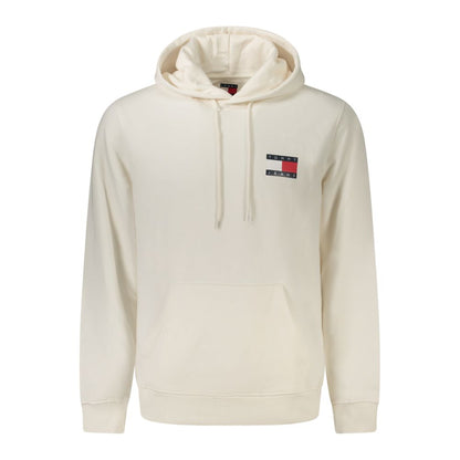 Tommy Hilfiger White Cotton Men Sweater with logo on chest, featuring a hood and casual luxury design for comfort and style.