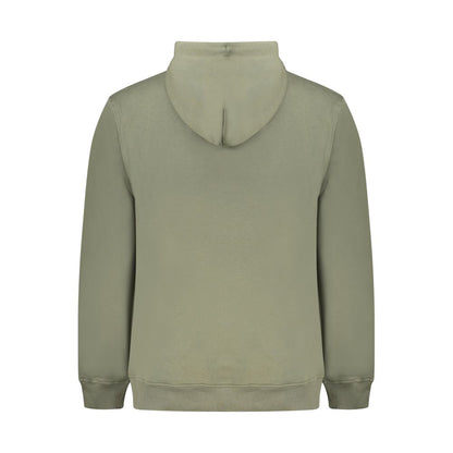 Tommy Hilfiger Green Cotton Men Sweater - back view showcasing hood and long sleeves