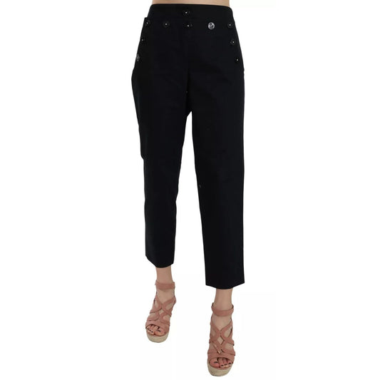 Dolce & Gabbana Black Cropped Front Button Embellished Pants PAN70011-36