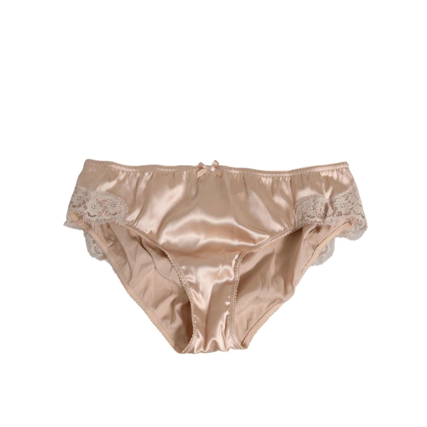 Dolce & Gabbana Rosy Beige Silk Satin Lace Trim Panty Underwear