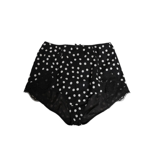 Dolce & Gabbana Black White Polka Dot Silk Slip Panty Underwear