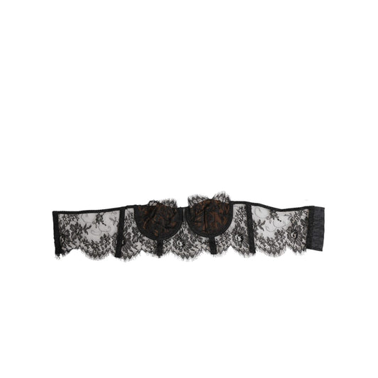 Dolce & Gabbana Black Floral Lace Strapless Bustier Underwear