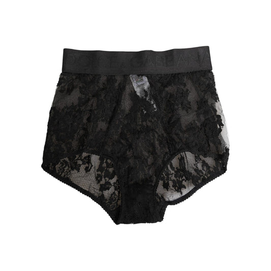 Dolce & Gabbana High Waist Briefs Black Floral Lace  Underwear