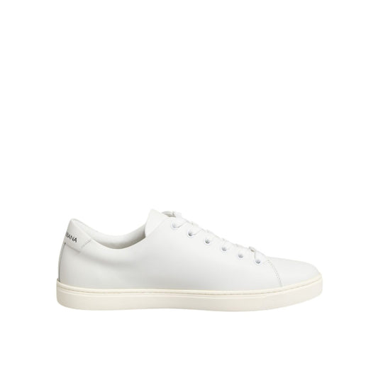 Dolce & Gabbana White Leather Sacre Heart Patch Sneakers Shoes