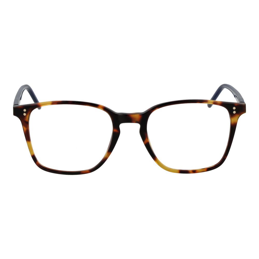 Hackett Brown Men Glasses Frame with full-rim plastic brown square design, size 51-19-150, includes branded case, stylish for men.