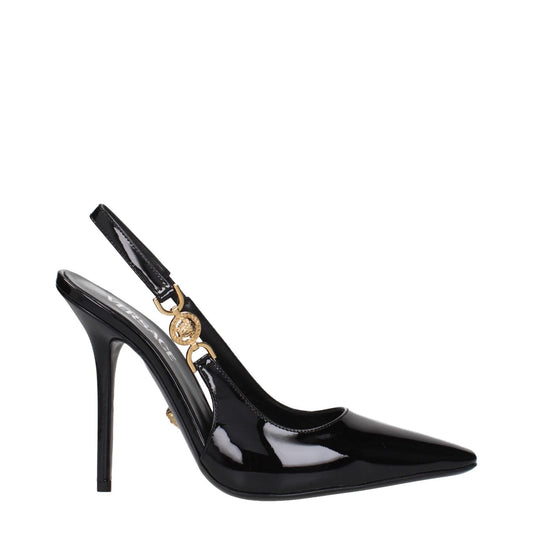Versace Black Leather High Heel Pumps VE-15273649176841-EU36.5/US6.5