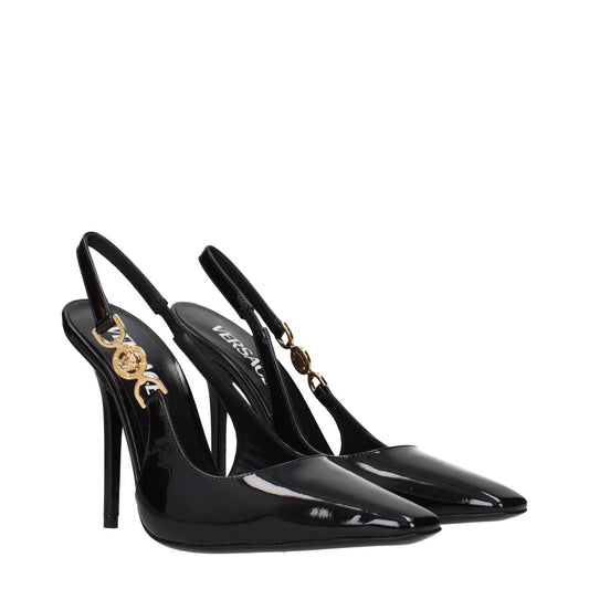 Versace Black Leather High Heel Pumps VE-15273649176841-EU36.5/US6.5