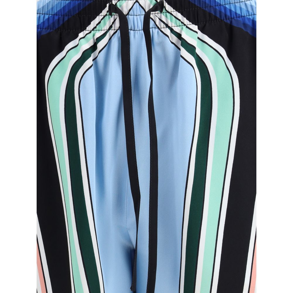 Casablanca Multicolor Silk Bermuda Shorts with elastic waistband and graphic print for a stylish AW25 look.