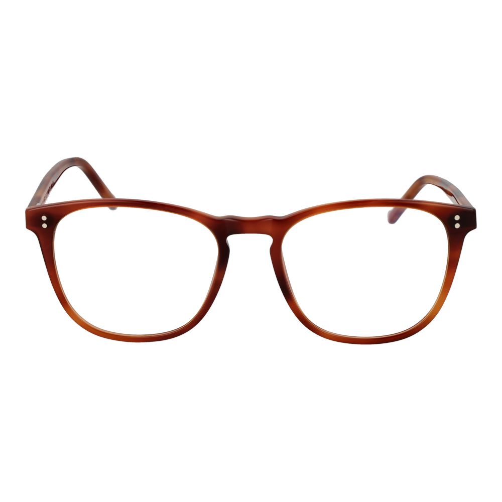 Hackett Brown Men Glasses Frame in full-rim acetate square design with demo lenses, brown color, size 52-18-140.
