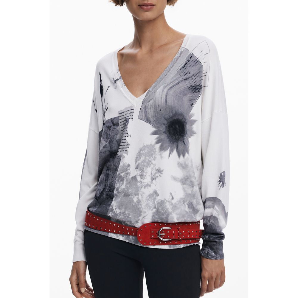 Desigual White Viscose Sweater