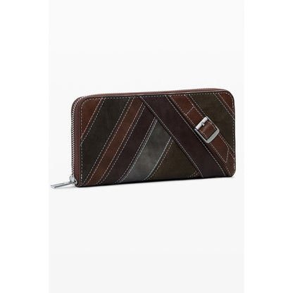 Desigual Brown Polyethylene Women Wallet with vibrant style and functional design, featuring 5 compartments and coin purse.