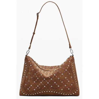 Desigual Brown Polyethylene Women Handbag with removable shoulder strap and contrasting details for chic styling.