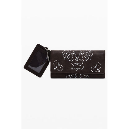 Desigual Brown Polyethylene Women Wallet with stylish design and external pocket showcasing the MARIONA POKER FACE collection.