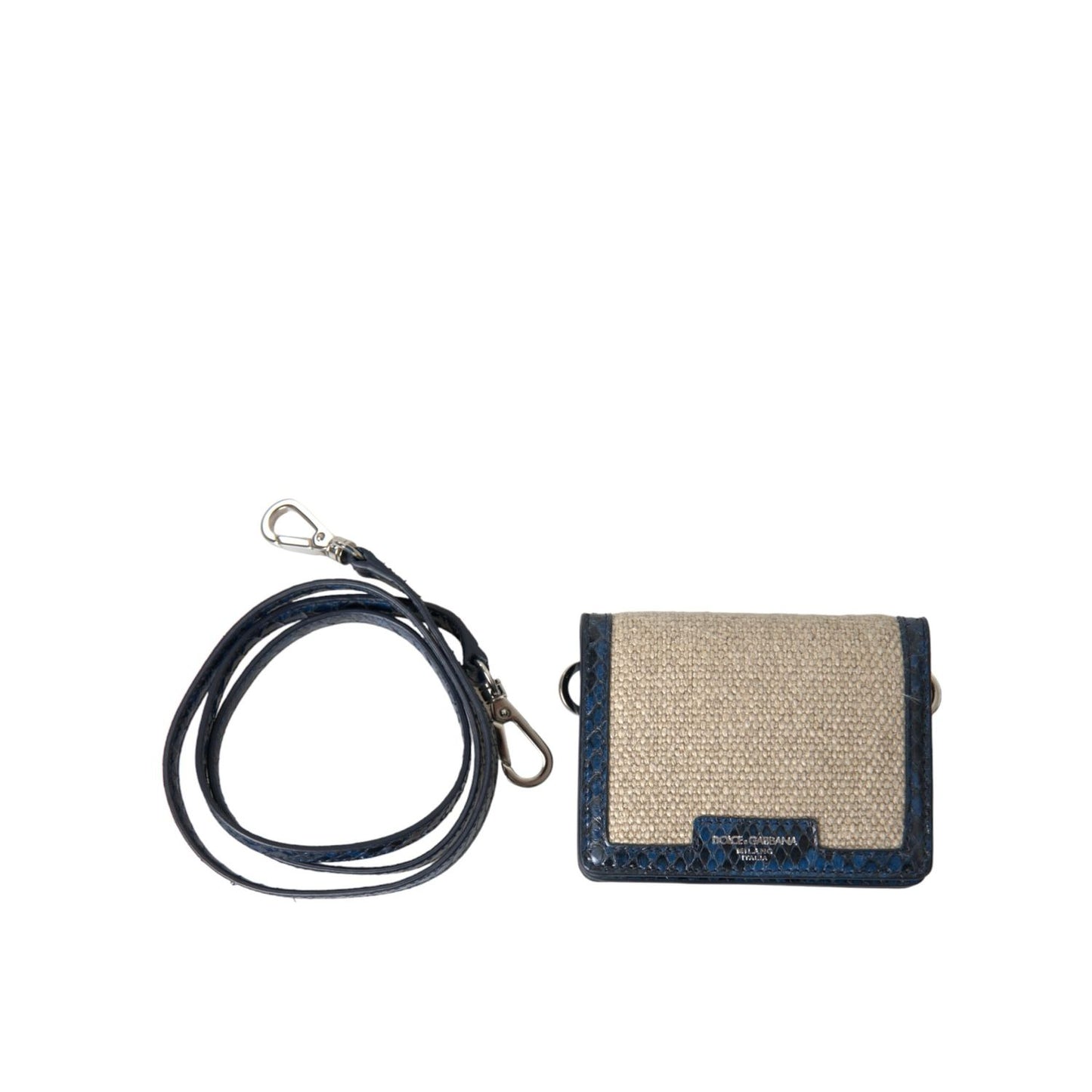Dolce & Gabbana Beige Raffia Blue Leather Trim Mini Shoulder Purse Crossbody Bag