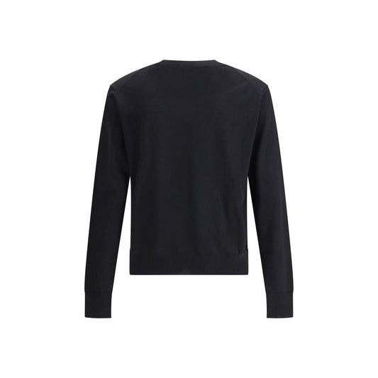 Back view of Vivienne Westwood Alex wool Sweater in black with ribbed crew neck and cuffs.