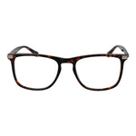 Front view of Scotch & Soda Brown Men Glasses Frame in acetate with full-rim rectangle design, demo lenses, and branded case.