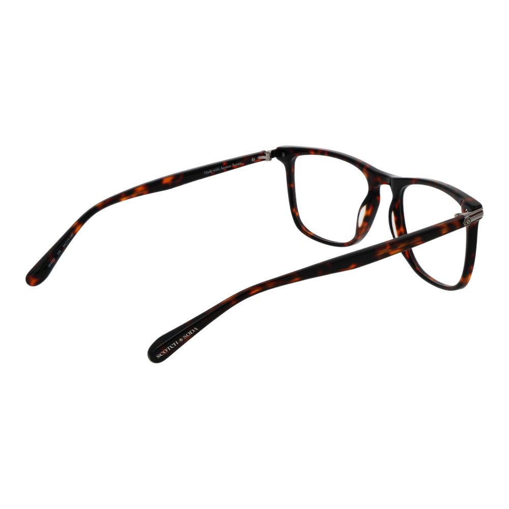 Scotch & Soda Brown Men Glasses Frame - acetate full-rim rectangle frames with demo lenses, 54mm width, 19mm bridge, 140mm temples