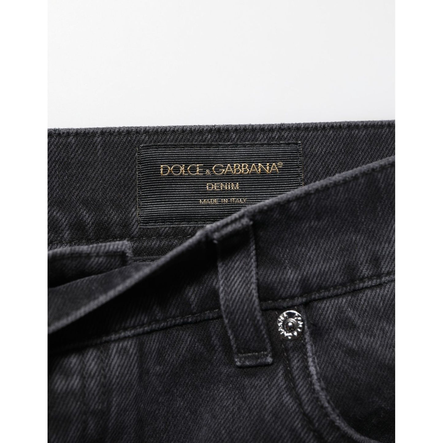 Dolce & Gabbana Black Denim Wide Leg Relaxed Fit Pants Jeans