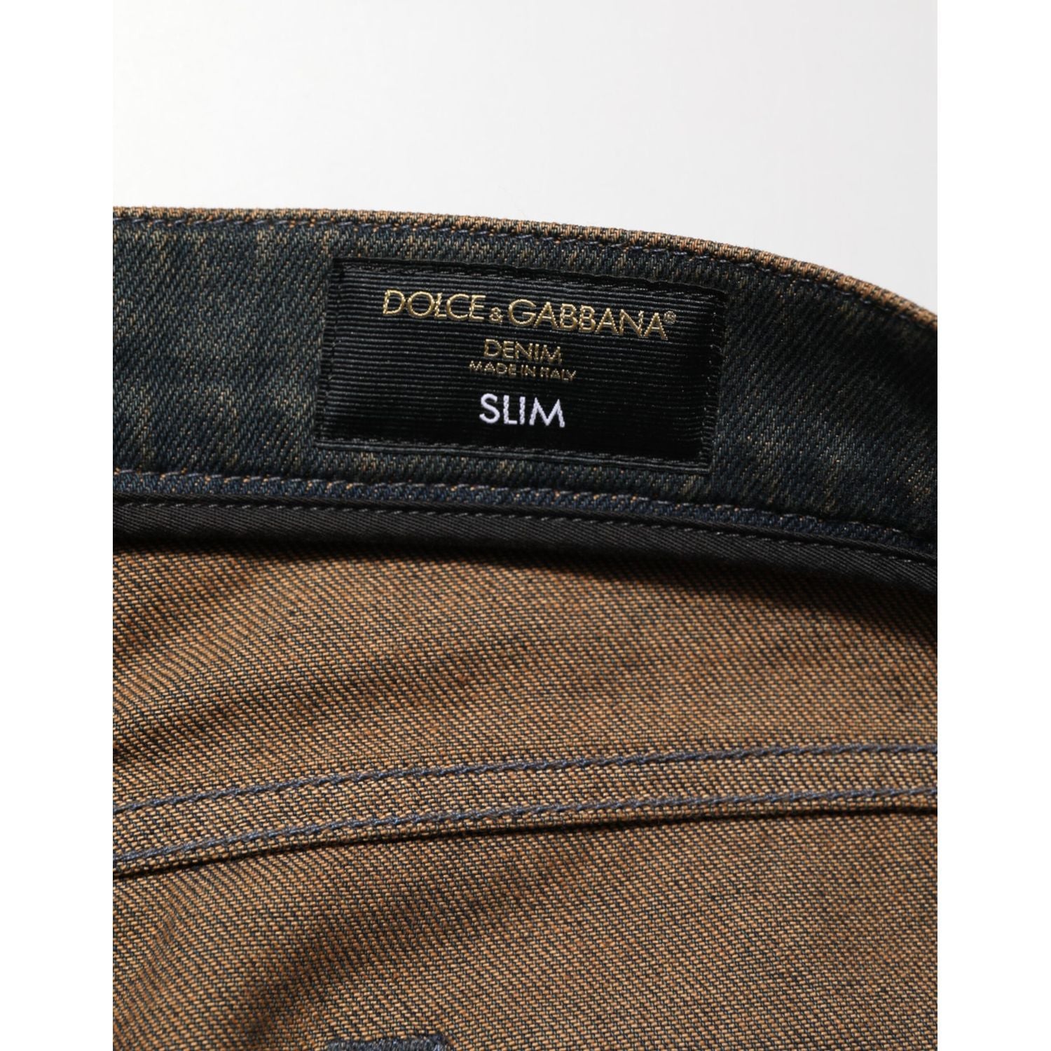 Dolce & Gabbana Dark Brown Tattered Cotton Skinny Denim Jeans