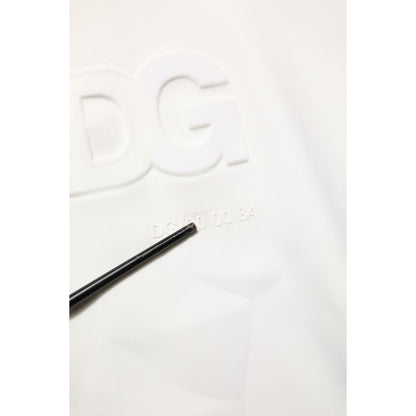 Dolce & Gabbana White Logo Hooded Men Sweatshirt  Sweater