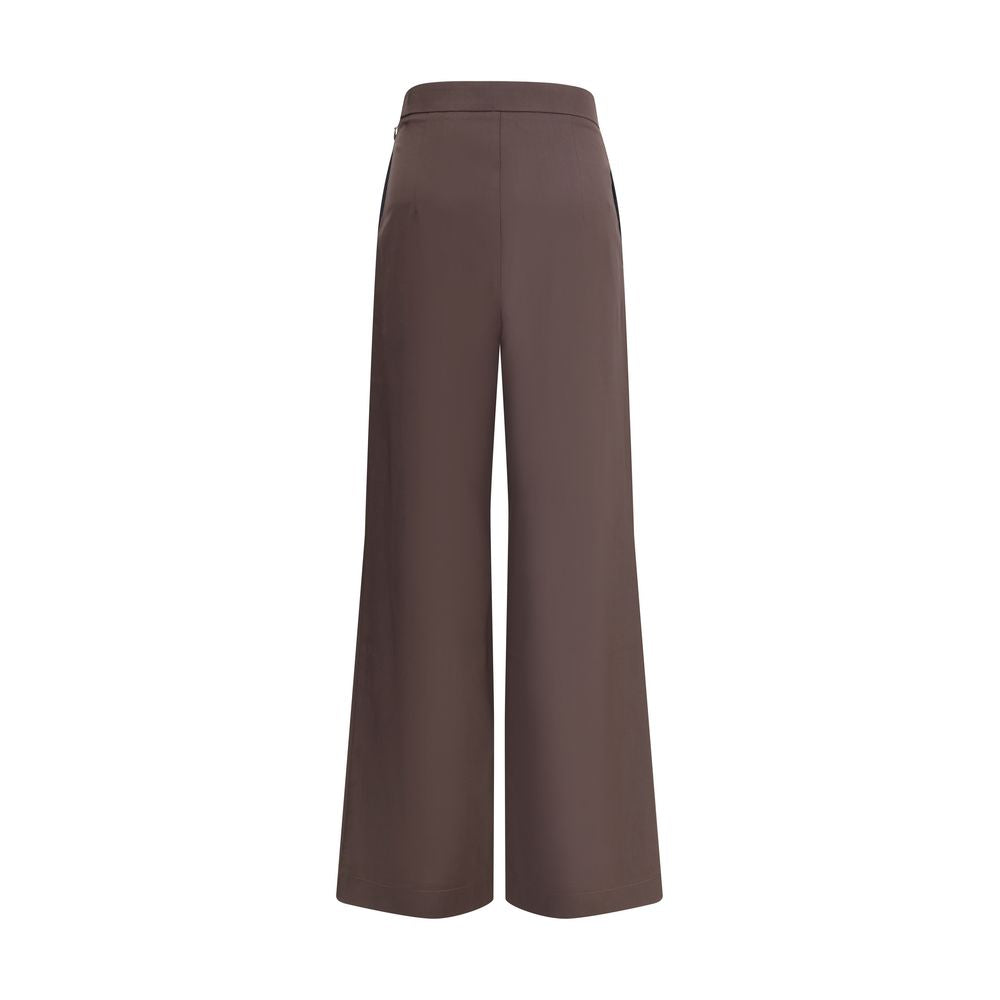 Di Stavnitser Brown Fleece Wool Casual Pants with side zipper and layered wide leg AW25