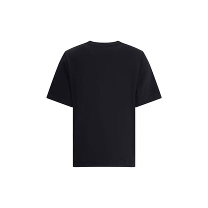 Maison Kitsuné Black Cotton T-Shirt back view with ribbed crew neck and iconic embroidered dressed fox patch.