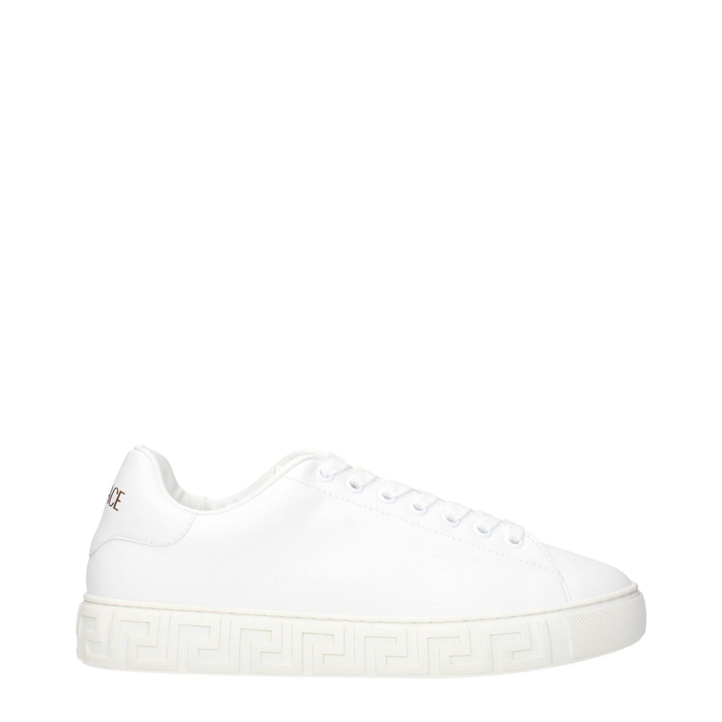 Versace White Leather Low Top Sneakers with front and back logo