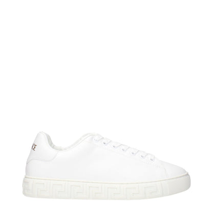 Versace White Leather Low Top Sneakers with front and back logo