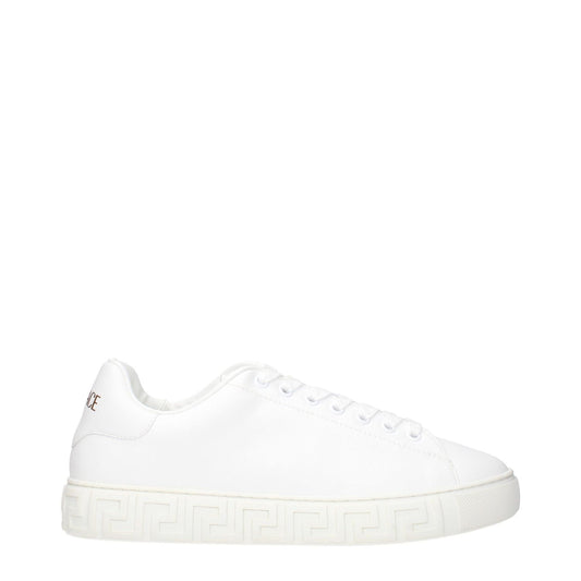 Versace White Leather Low Top Sneakers with front and back logo