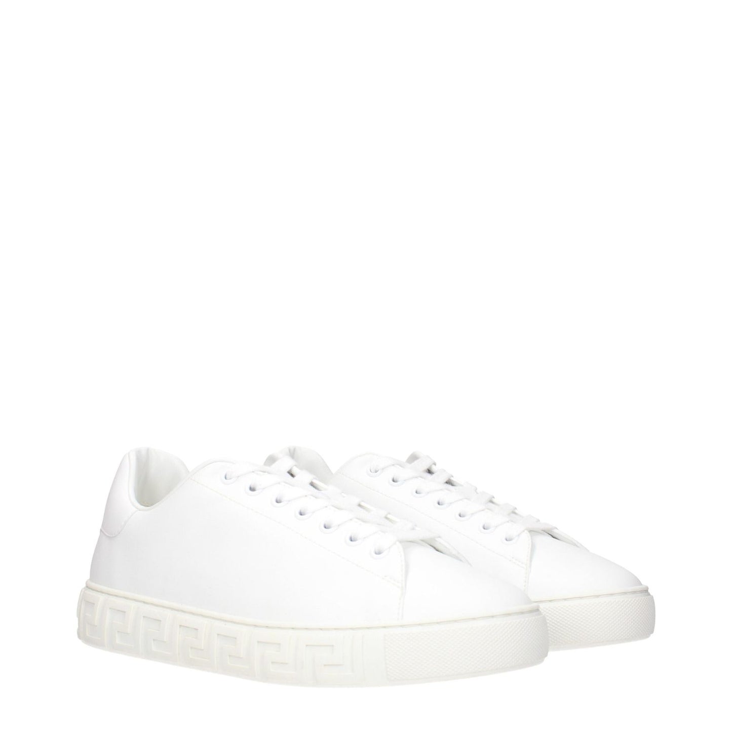 Versace White Leather Low Top Sneakers with front and back logo details