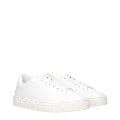 Versace White Leather Low Top Sneakers with front and back logo details