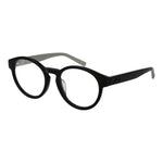 Fila Black Unisex Glasses Frame with full-rim cellulose acetate design, demo lenses, and panto style.