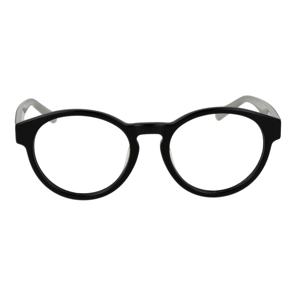 Fila Black Unisex Glasses Frame in cellulose acetate with full-rim style, model features panto design and demo lenses, size 50-19-140.