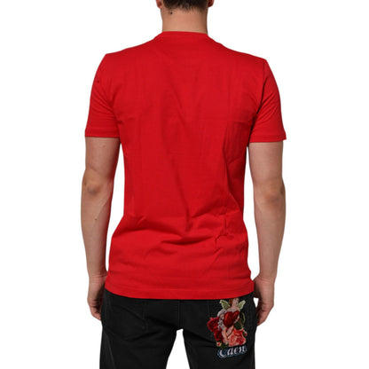 Dolce & Gabbana Red Goodluck 2023 Cotton Crew Neck T-shirt