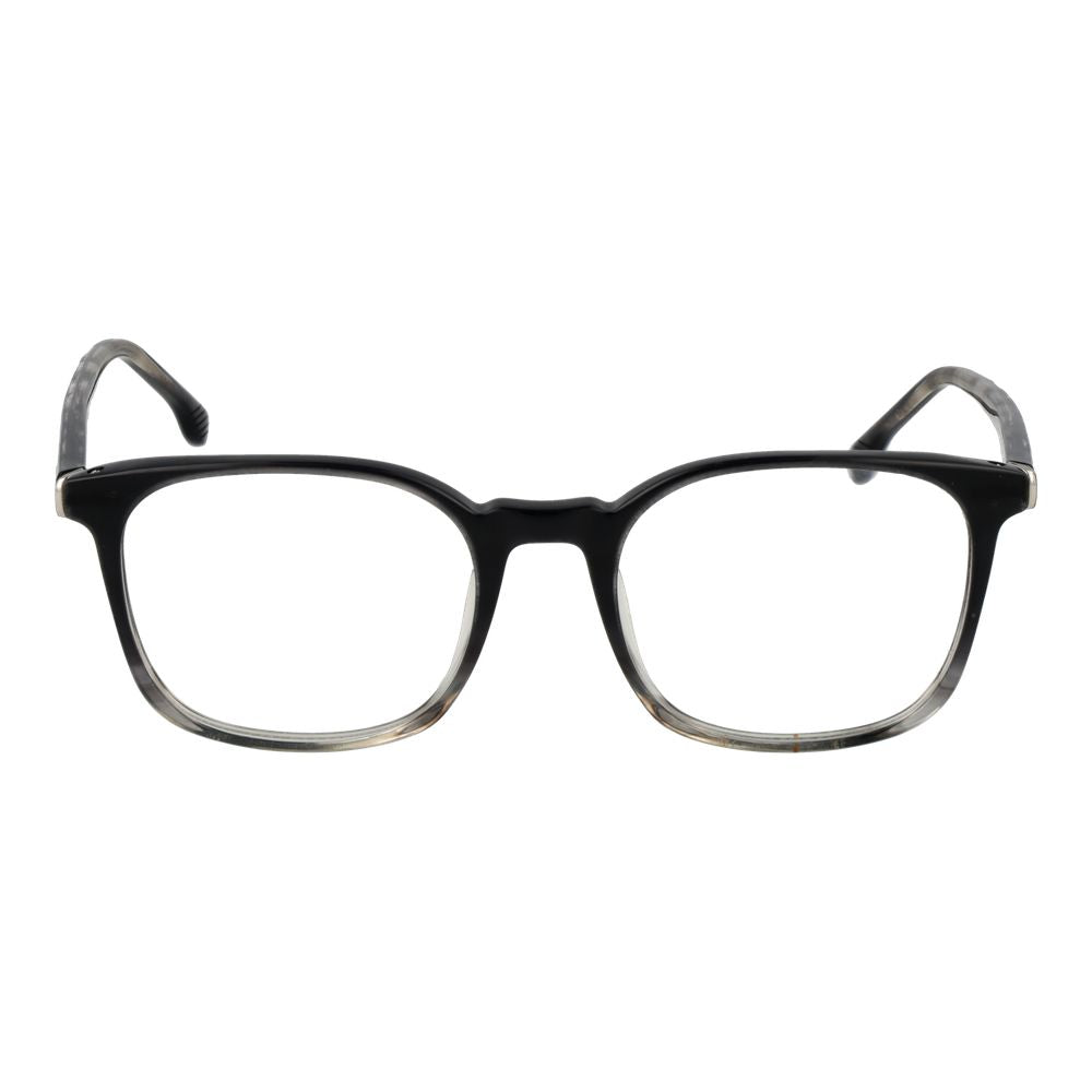 Lozza Black Unisex Glasses Frame with full-rim square style in cellulose acetate material.