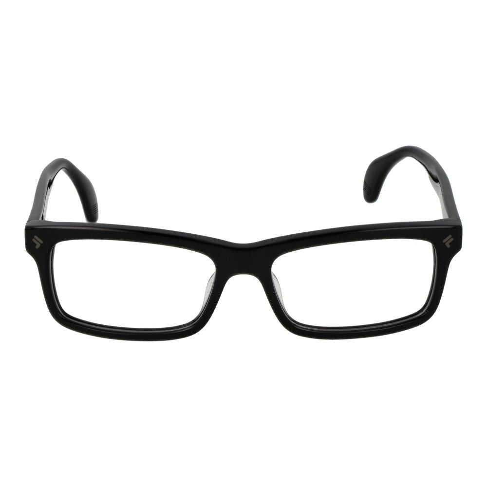 Lozza Black Men Glasses Frame full-rim rectangle style with cellulose acetate material, size 55-16-145, black color, demo lenses.