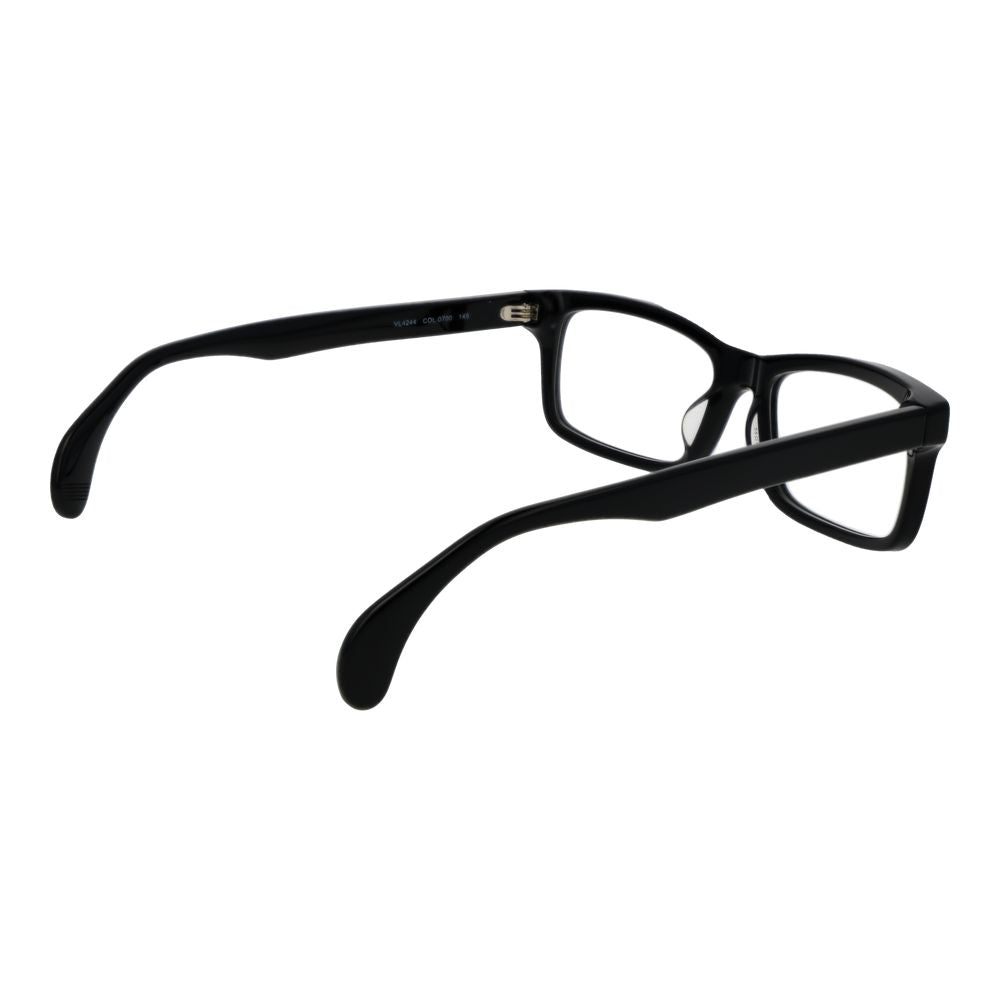 Lozza Black Men Glasses Frame with full-rim design in cellulose acetate, rectangular style, temple length 145mm, model side view.