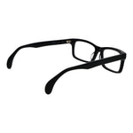 Lozza Black Men Glasses Frame with full-rim design in cellulose acetate, rectangular style, temple length 145mm, model side view.