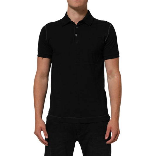 Dolce & Gabbana Black Cotton Graphic Print PoloShirt T-shirt