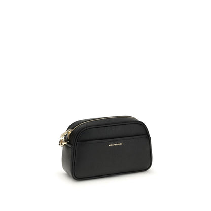 Michael Kors Black Calf Leather Bos Taurus Shoulder Bag with gold-tone details and removable strap